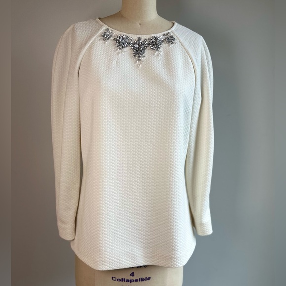 Ted Baker Smart & Stylish Embellished Top in Cream - Picture 4 of 6